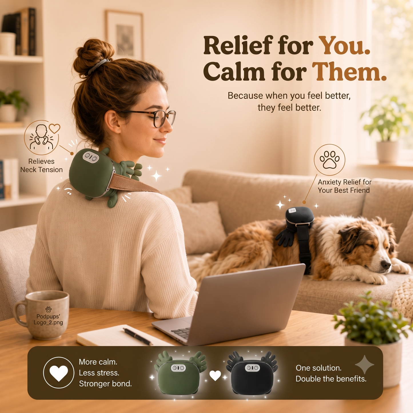 Podpups Snuggle Paw Massager - relief for you, calm for your pet