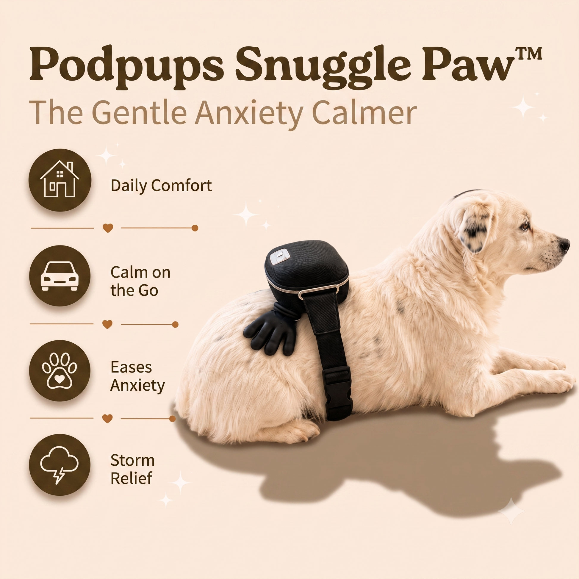Podpups Snuggle Paw Massager - daily comfort, calm on the go, eases anxiety, storm relief